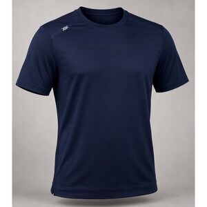 Rhone Mens Medium Performance Training Shirt Navy Engineered Mesh Stretch Gym